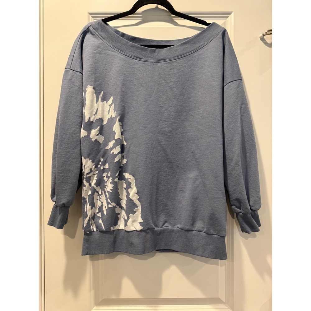 Wearables Blue Off‎ The Shoulder Tie Dye Graphic Sweatshirt 14158W Womens Small